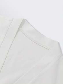 INAWLY Bộ 2 áo sơ mi và quần màu trơn thường ngày cho nữ, mùa thu - trắng - Xem 4