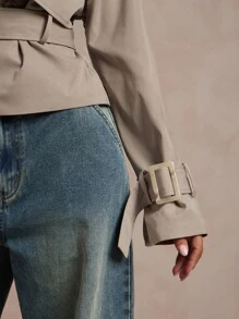 Lumalex 秋季 适度 旧钱 闪光 节日 聚会 感恩节 狂欢 节日 郊游 游泳 度假 波西米亚风 波西米亚风 海滩 热门 户外 丰富层次 婚礼 季节 宴会 成年礼 海滩 海边 短款褶皱 女式纯色长袖风衣 短款风衣 灰色夹克 女式风衣 腰带夹克 短款夹克 - 卡其色 - 查看 6