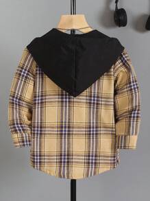 Young Boys Plaid Hooded Zip-Up Jacket, Casual Versatile Style, Suitable For Outdoor & School Wear, Fit For Spring/Autumn Back To School Season - Multicolor - View 2