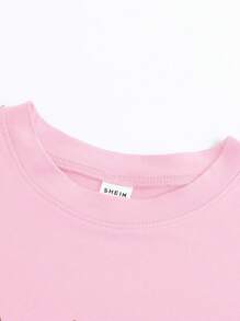 SHEIN 2 件套女孩/青少年条纹针织短款上衣和长裙，休闲日常装