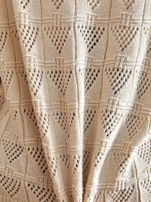 EURMUSE Casual Boat Neck Hollow Out Crochet Drop Shoulder Oversize Loose Fit Seasonal Sweater For Women Sweater Knit Tops Back To School Cute For Fall Women,Jumper,Cream Jumper,Jumpers,Black Jumper,Womens Jumper,White Jumper,Women's Jumper,Women's Jumpers,Winter Clothes - Apricot - View 5