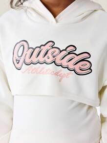 JNSQ 3 قطع طقم ملابس للفتيات المراهقات، بلوزة هودي كم طويل مع سترة صدرية وبنطلون رياضي فضفاض 3 قطع، مناسب للارتداء اليومي، الأنشطة الخارجية، العطلات، الملابس الشارعية، الحفلات والملابس الكاجوال - متعدد الألوان - مشاهدة 5