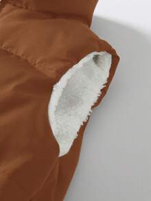 SHEIN Unisex Cotton Padded Vest Jacket,Suitable For Babygirl And Babyboy,Brown Autumn Modest Date,Essential Winter Puffer Vest,All-Match Fall Baby Vest - Brown - View 6