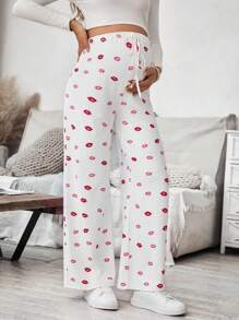 SHEIN Allover Print Casual Pants, Minimalist Style, Suitable For Daily Wear Maternity Trousers - Multicolor - View 5