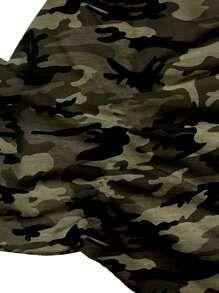 Slaydiva Plus Size Women Green Camouflage Print Square Neck Short Sleeve T-Shirt, Casual & Fashionable Summer Camo Tops Camo Shirt Women Square Neck Tops Fitted Tops Women Camouflage Tops For Women Suitable For Going Out,Back To School - White - View 6