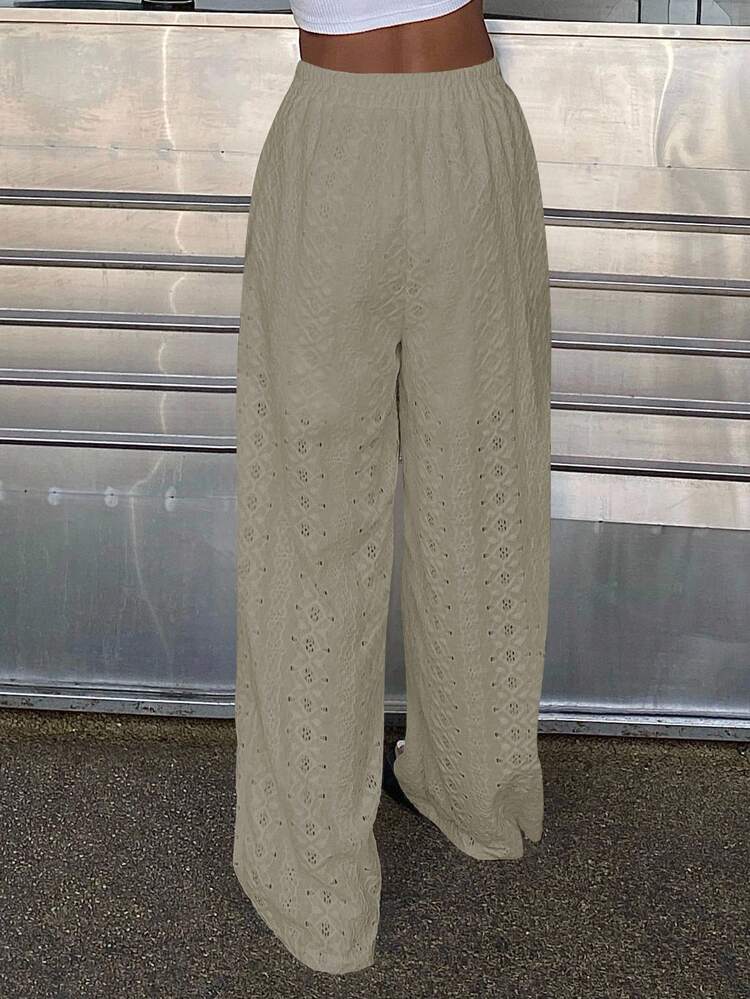 DAZY Pantalones casuales largos para mujer, de cintura elástica y holgados, para el verano - verde menta - Añade 4