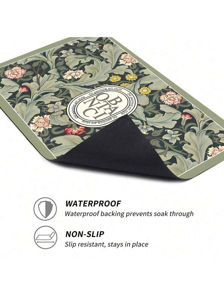 SHEIN 1 件深绿色叶子印花吸水垫，新型厨房台面干燥垫，碗碟干燥垫 - 碗碟垫，柔软硅藻土防滑速干垫，适用于厨房台面、咖啡机、浓缩咖啡机等。 - 墨綠色 - 查看 6