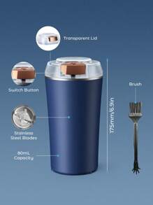 Teckwe Máy xay cà phê điện, máy xay gia vị, máy xay hạt cà phê, máy xay bột nút nhấn một chạm dễ dàng bật/tắt, hoàn hảo cho các loại thảo mộc, gia vị, hạt, ngũ cốc và hạt cà phê (màu xanh) - phích cắm EU - Màu xanh lam - Xem 6