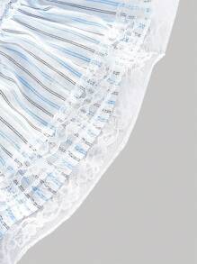 SHEIN MOD Women's White Striped Ruffle Bandeau, Can Be Used As A Skirt Overlay