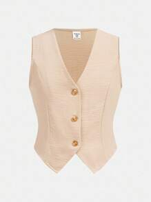 Firerie Kids Firerie Kids 2pcs Tween Girls Casual Blazer Vest And Wide Leg Pants Suit, Loose And Comfortable For Daily Commute