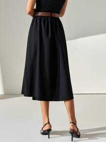 CLARA VERO Women Solid Color Belted Detailed Skirts - Black - View 2