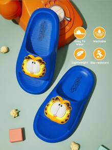 GARFIELD | SHEIN 3D Cartoon Cat Pattern Blue Children's Slippers, Made Of EVA Material, Light And Comfortable, Toe Protection, Suitable For Kindergarten And Preschool Children To Wear Indoors, Bathrooms Or On The Beach - Blue - View 2