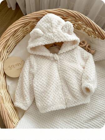 SHEIN Veste à capuche en fourrure polyvalente et mignonne pour bébé fille nouveau-né, automne/hiver