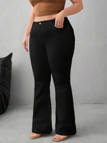 EURMUSE QUẦN JEAN CỠ CAO XÒE TRẮNG ĐÀN HỒI CỠ LỚN - màu đen - Xem 3