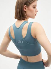 Eassivo Damen Set aus einfarbiger 2-in-1 Kurze Weste und Leggings für den Sport