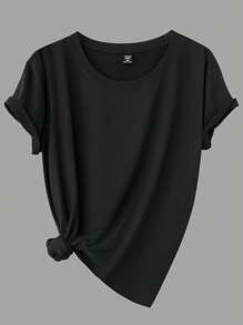 Calvaya Plus Size Solid Color Basic Short Sleeve T-Shirt For Daily Wear, Summer Top - Multicolor - View 6