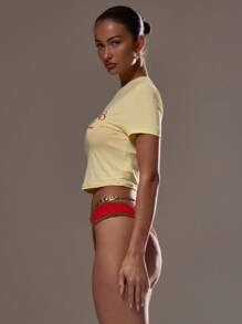 MUSERA Darlin' Print Crop Cap Sleeve Top Graphic Tees Casual Boho Vacation Spring  Sexy Elegant Ibiza Elegant