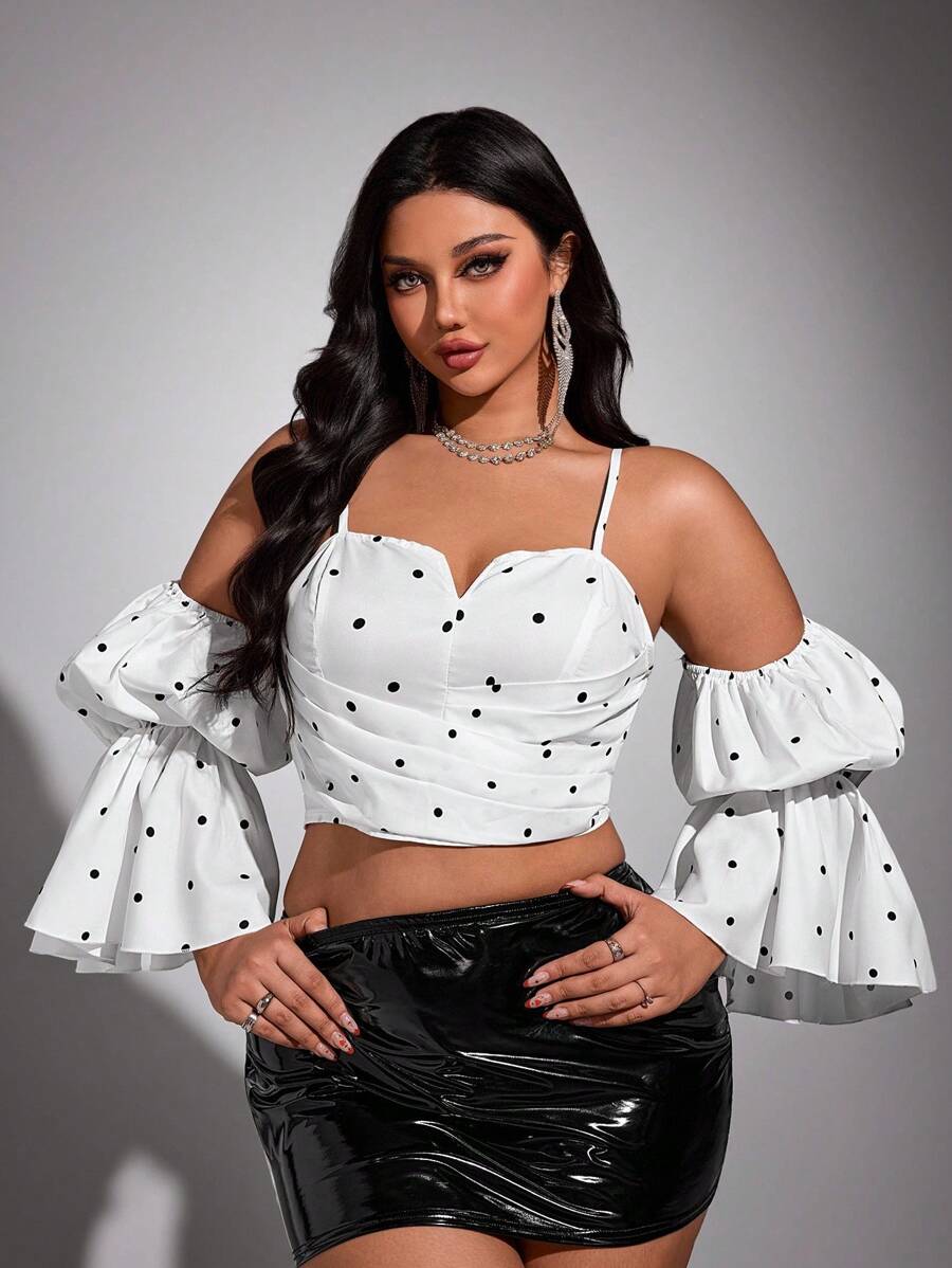Viva Relle Plus Size Sexy Vacation Off The Shoulder Backless Going Out Tops - White - View 1
