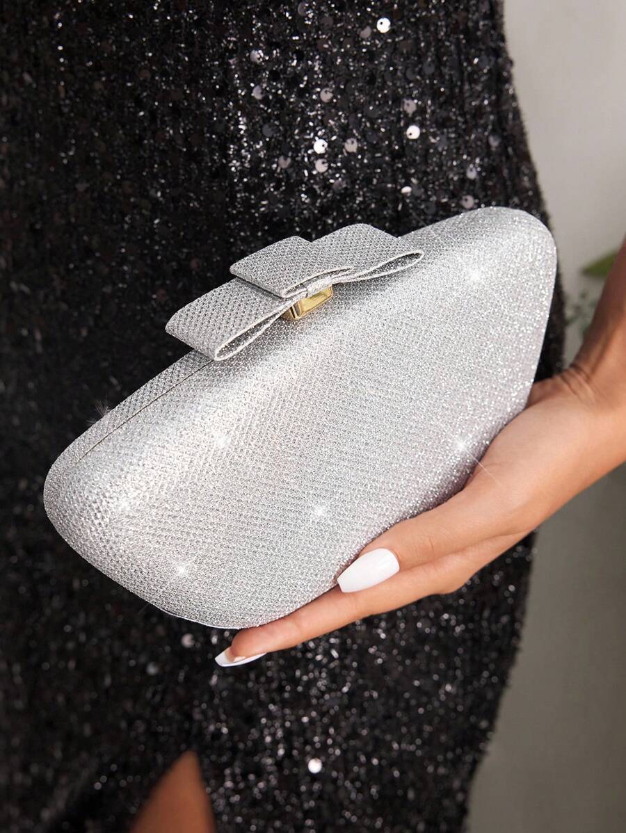 SHEIN Belle Women's Shiny Glamorous Fashion Handbag Clutch Purse - Silver - View 1