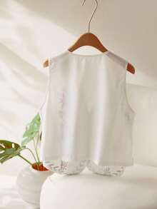 CosyJoli Plus Size Casual Embroidered Sleeveless Vest Jacket In Fall/Winter