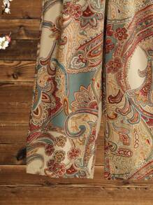 Lacomfia 女式可调节袖口圆领纯色衬衫和印花直筒裤休闲大码套装