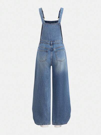 SHEIN Girlism Quần yếm denim ống rộng túi xéo phong cách Y2K cho bé gái tuổi teen, trang phục thường ngày và thoải mái cho trẻ em mùa thu, trang phục dự tiệc hòa nhạc rave thường ngày, trang phục tốt nghiệp nhà thờ cho bé gái, thời trang đường phố, trang phục trở lại trường, phong cách những năm 2000, trở lại trường