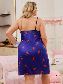 Slumberry CURVE Áo ngủ không tay thường ngày in họa tiết quả anh đào cỡ lớn cho nữ - Nhiều màu - Xem 2