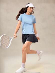 OutZeal Women Outdoor Tee Work Gym Wear Summer UV Protection Cool Touch Round Neck Feature Pocket - Blue - View 6