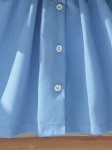 2 Piece Set Young Girls Fashion Stand Collar Blouse With Tie Bow Vest, Casual School Style Outfit, Suitable For Spring & Autumn Fall Winter - Royal Blue - View 7