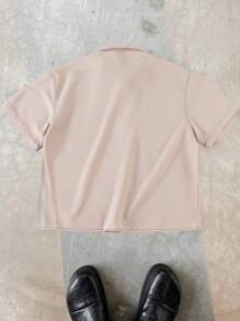 PAVTROS Manfinity Streetrush Rock Hip Hop Street Style Black Box Design Shirt Streetwear Shirts Men Shirts Cropped Shirts Praying Hands Shirt 777 Shirt - Apricot - View 2