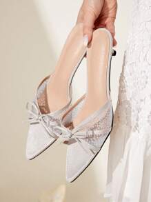 CUCCOO CHICEST 女士尖头高跟凉鞋，百搭 - 淺灰色 - 查看 2