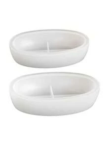 DIY Concrete Candle Boat Silicone Mold Elliptical Cement Clay Gypsum Flowerpot Mold Storage Tray Candle Cup Silicone Mold Epoxy Resin Drip Mold - White silicone mold - View 4