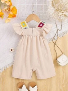 SHEIN 1pc Baby Girls' Sleeveless Romper, Casual Loose Open Crotch, Comfortable & Soft, Fashionable Everyday/Travel Wear, Summer New Arrival