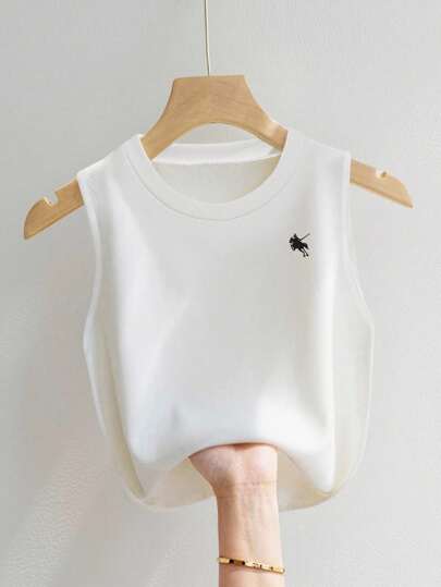 SHEIN 女式骑士印花圆领休闲百搭背心