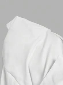 SHEIN MOD Reversible Shirt Sleeve Tie Skirt, White Tube Top - White - View 5