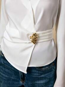 Poéselle Blusa casual y versátil de unicolor para mujer