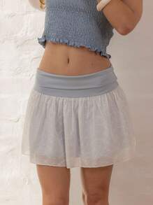 Aralina Minifalda vintage de mujer con bordado y dobladillo, perfecta para salir en otoño y verano, conciertos en el campo y vacaciones - Neblina azul - Ver 5