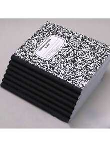 SHEIN 1pc Black Floral Pattern Hard Cover Notebook, Thick Paper, Lined, Suitable For Students And Office Workers Back To School - Black - View 2