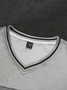 PAVTROS 男士休闲数字图形印花运动风格T恤