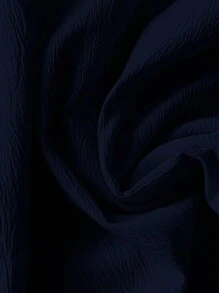 SHEIN LUNE CURVE 大码女式时尚刺绣休闲半袖衬衫 - 藏蓝色 - 查看 4