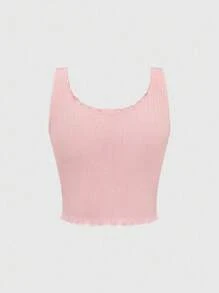 ROMWE Summer Casual All-Match Comfortable Ribbed Stripe Sleeveless Top And Shorts Women Pajama Set - Dusty Pink - View 9