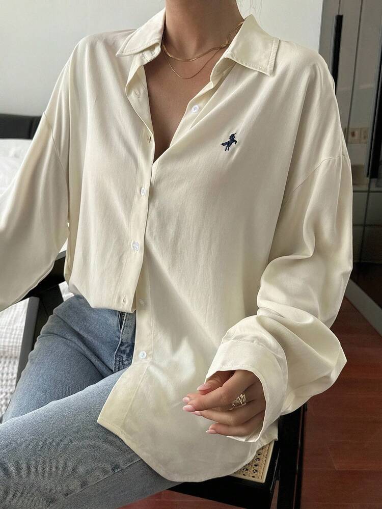 Women's Printed Solid Color Loose Casual Blouse Long Sleeve