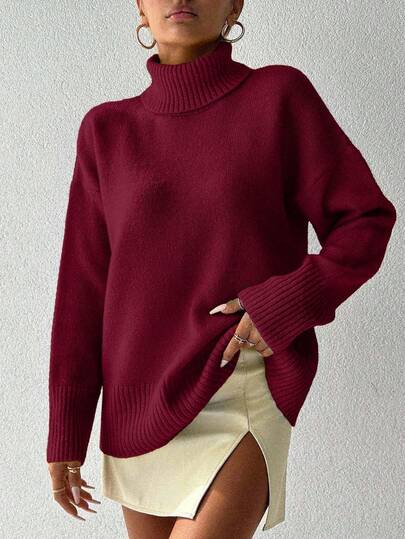 EURMUSE Women's Solid Color Minimalist Turtleneck Long Sleeve Sweater, Casual Everyday Wear,Jumper,Cream Jumper,Jumpers,Black Jumper,Womens Jumper,White Jumper,Women's Jumper,Women's Jumpers,Winter Clothes