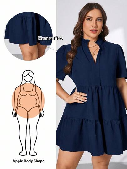 SHEIN Essnce Vestido corto negro de básico suelto y cómodo de manga corta y cuello en V para mujer talla grande, para primavera y verano, atuendos de verano para mujer, vestidos elegantes para mujer, vestidos de sol para mujer, estilo viejo dinero para mujer, ropa de iglesia para mujer, ropa de oficina, vestido de trabajo, atuendos de brunch para mujer, vestido de maternidad para baby shower