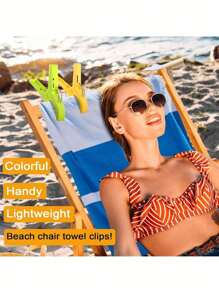 SHEIN 4/8 buc cleme pentru prosoape de plajă - Elemente esențiale pentru croazieră, cleme pentru scaune de piscină, cleme mari de agățat, suport pentru prosoape de plajă, cârlige de rufe pentru a împiedica prosopul să se sufle, articole indispensabile pentru plaja de vacanță