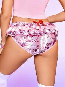 Notgurli Rosa Schmetterling Kontrastfarben Mehrschichtige Rüschen Satin Spitzenbesatz Kawaii Süße Lolita Stil Shorts, können als Oberbekleidung oder Bloomers getragen werden - Verschiedenfarbig - Übersicht 5