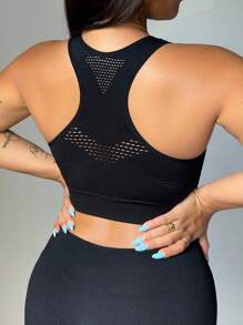 Easithlete Plus Size Women's Seamless Hollow Out Y-Back Sports Bra