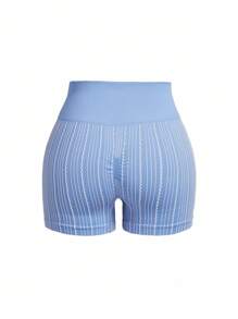 Velisys Velisys Women's Elastic Breathable Seamless Striped Sports Leggings - Blue - View 2