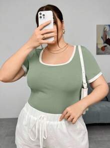 Auralis 夏季大码女式拼色紧身 T 恤 - 彩色 - 查看 6