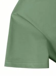 Claim Dot Áo thun nam cổ tròn tay ngắn kẻ sọc chữ đơn giản đa năng - màu xanh lá - Xem 5